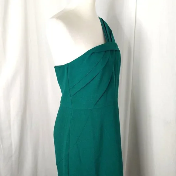 Ann Taylor Dress Green 6 One Shoulder Sheath Party Holidays - Picture 8 of 13